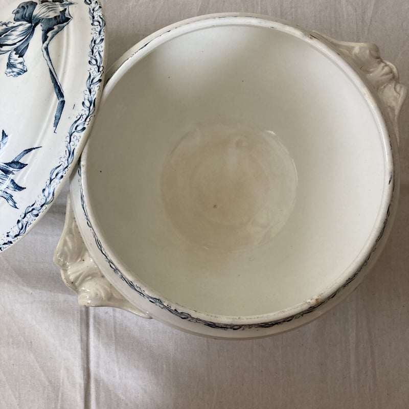 フランスアンティーク　 Lunevilleリュネビル　チューリップ 大皿31cm リュネヴィル Luneville レヴェルヴェール チューリップの深皿