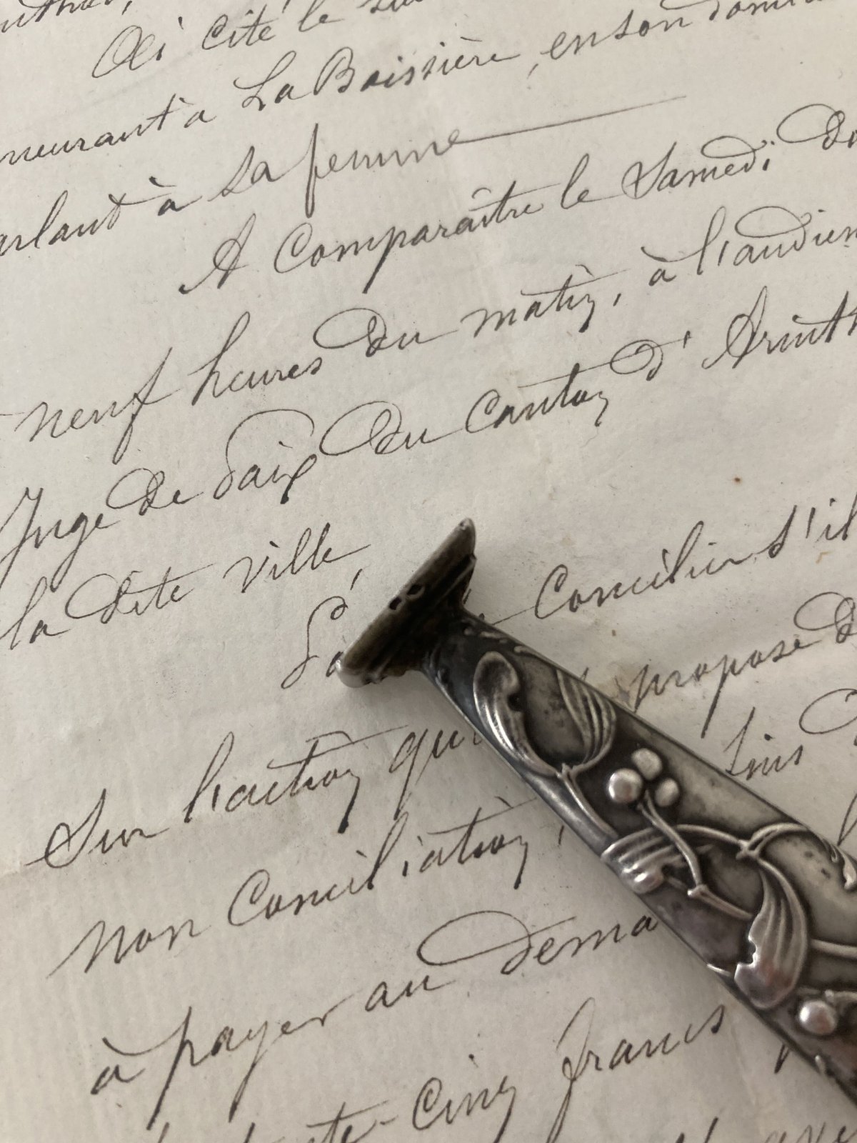 フランスアンティーク シルバー製 シーリングスタンプ・ヤドリギ