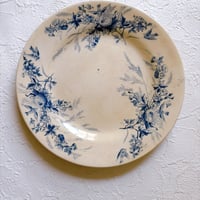 フランス　Creil et Montereau  デザート皿・ことり　ブルー　⑤