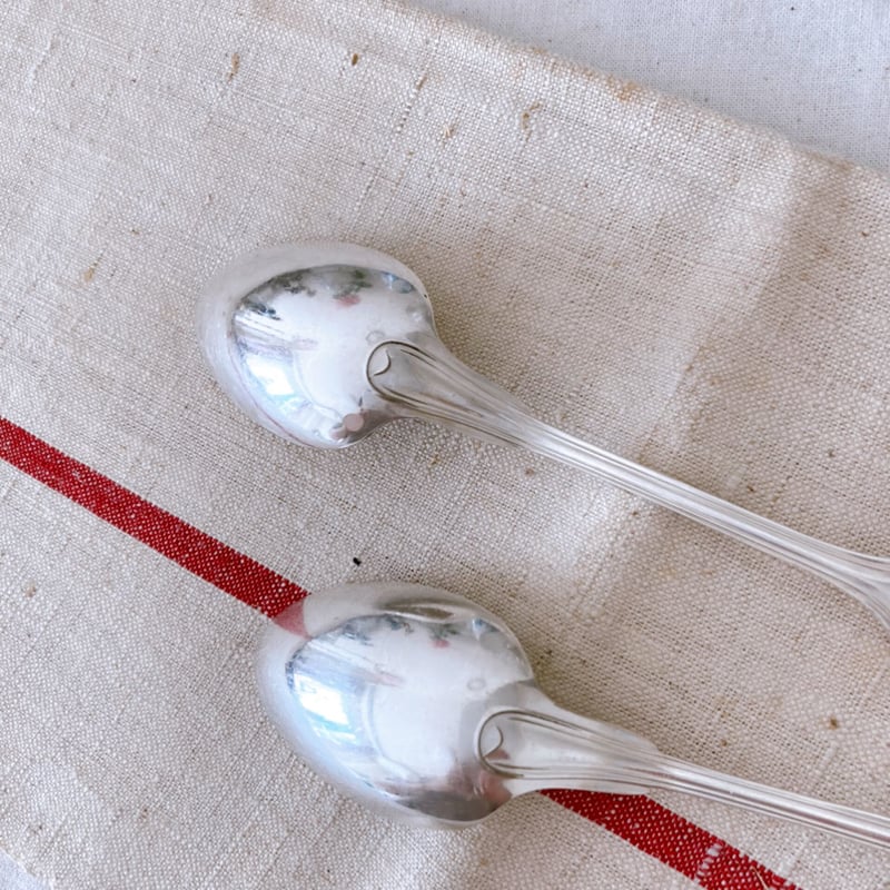 フランスアンティークシルバープレートカトラリーペアブロカント