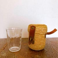 フランスアンティーク　　Vichyパニエ付き飲泉グラス