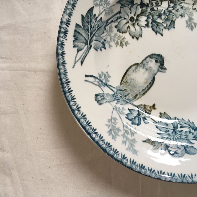 フランスアンティーク Longwy スープ皿（深皿） 鳥柄 | minon antiques