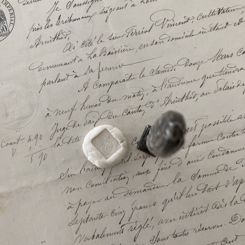 フランスアンティーク シルバー製 シーリングスタンプ・ヤドリギ