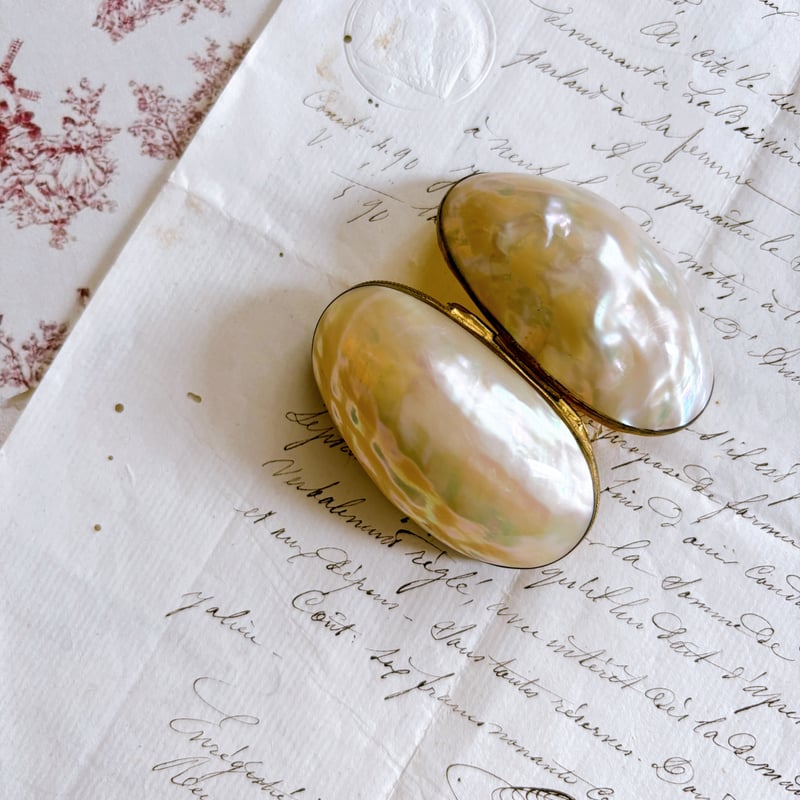 チェーン付きマザーオブパールロザリオケース大　フランスアンティーク　MOPドール チェーン付きマザーオブパールロザリオケース大 フランスアンティーク