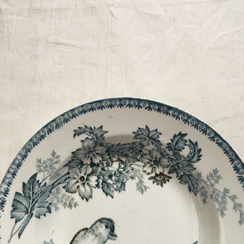 フランスアンティーク Longwy スープ皿（深皿） 鳥柄 | minon antiques