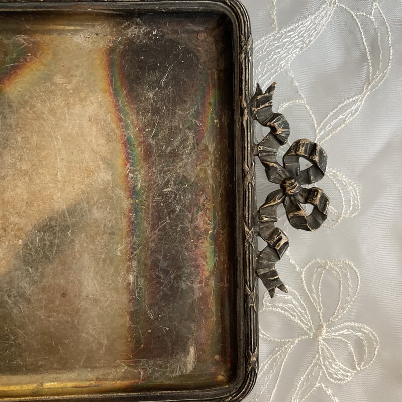 SALE】アンティークナポレオンⅢ世様式リボン装飾シルバープレート刻印あり