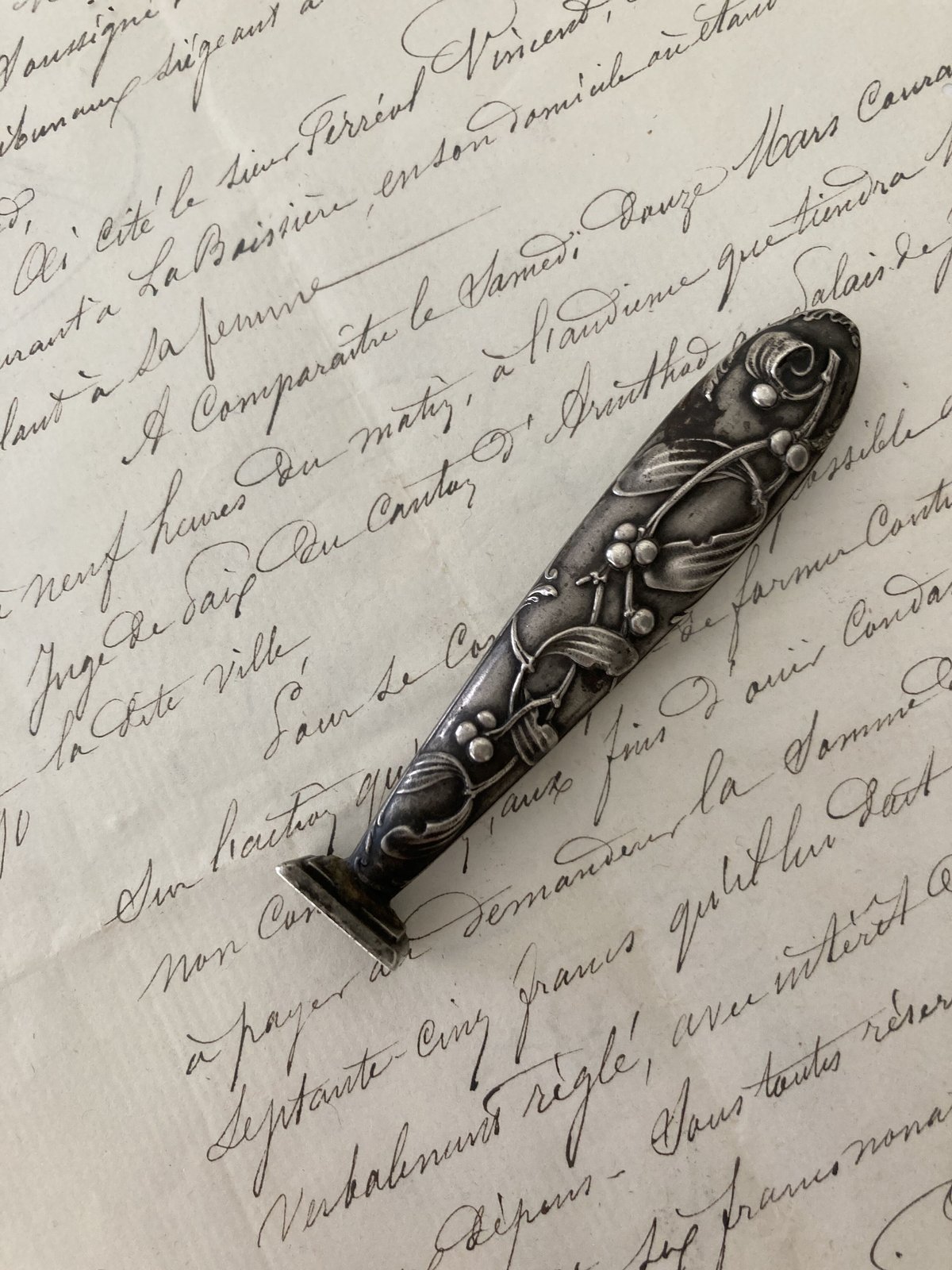 フランスアンティーク シルバー製 シーリングスタンプ・ヤドリギ