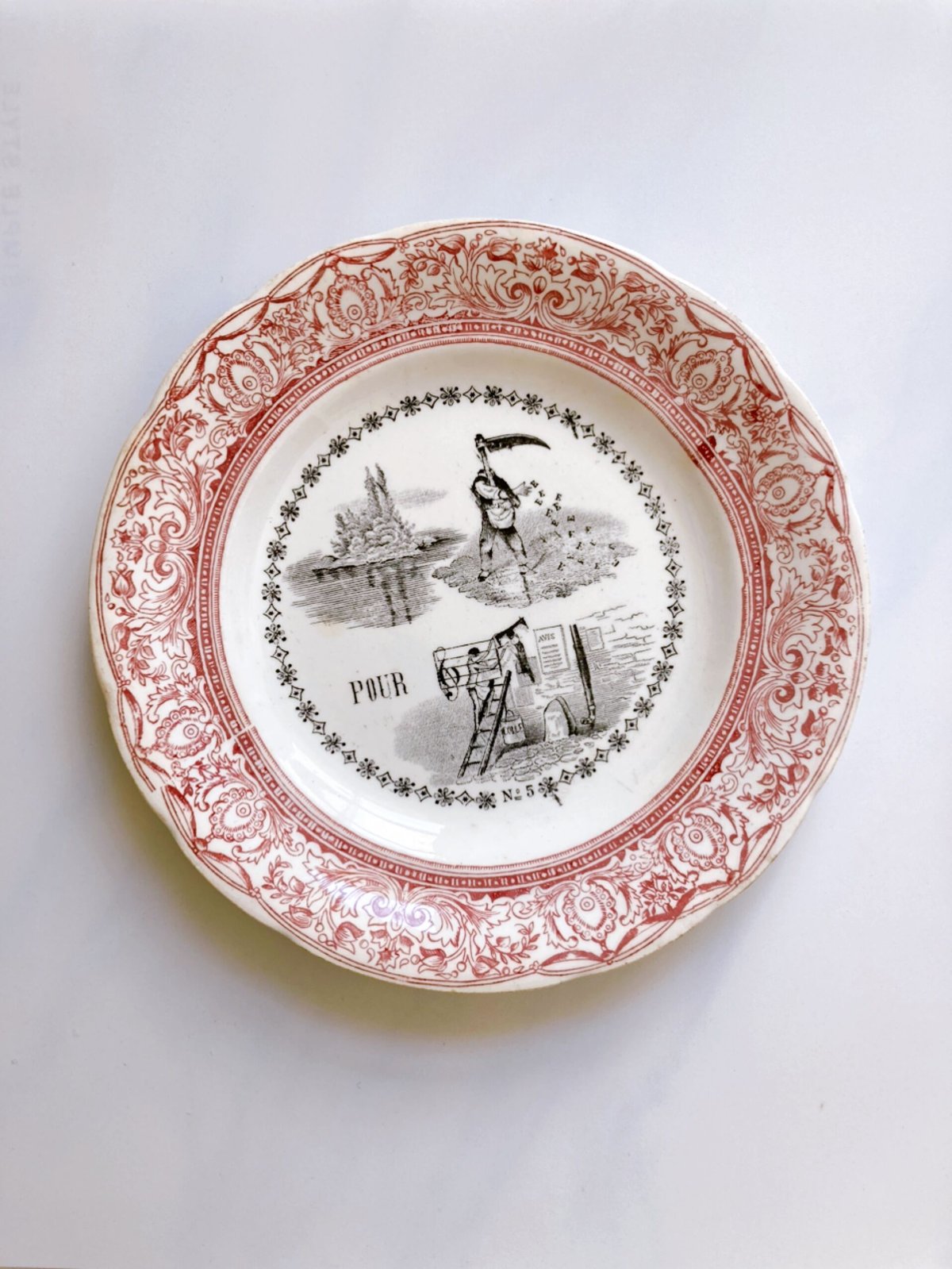 フランスアンティーク GIEN ジアン なぞなぞ ケーキプレート