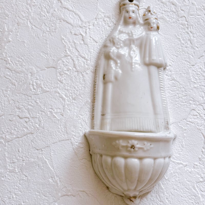 希少】フランス マリアの聖水盤 大理石ベネティエ ブロカント