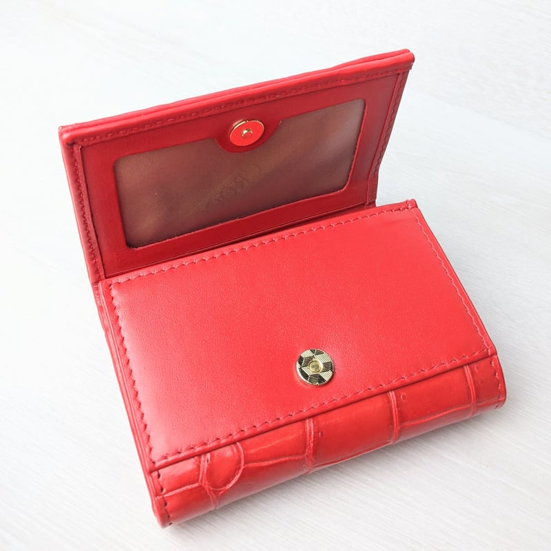 クロコダイル】 三つ折り 財布 ウォレット ミニ財布 スナップボタン  
