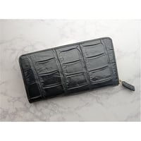 【プレゼント付】クロコダイル一枚革 長財布 ブラック｜Mサイズ 黒財布 ラウンドジップ 高級 ワニ革 本革 メンズ レディース ハンドメイド 本物保証 プレゼント ギフト 10000269
