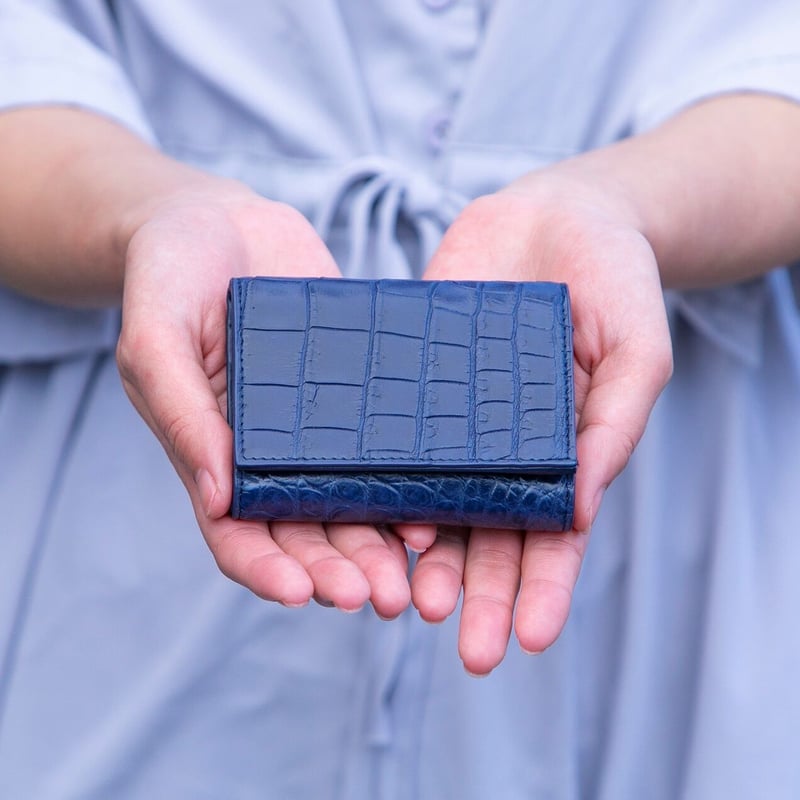 クロコダイル 三つ折り財布 ｜ミニ財布 メンズ コンパクト 高級 本革