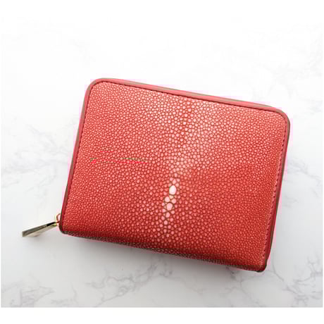 匿名配送/スティングレイ/カービング/長財布/ラウンドファスナー/赤  