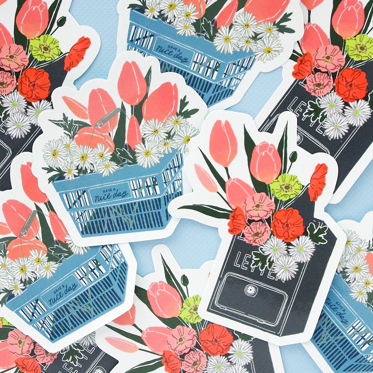 レジカゴ×フラワー｜耐水ステッカー | MIRIN