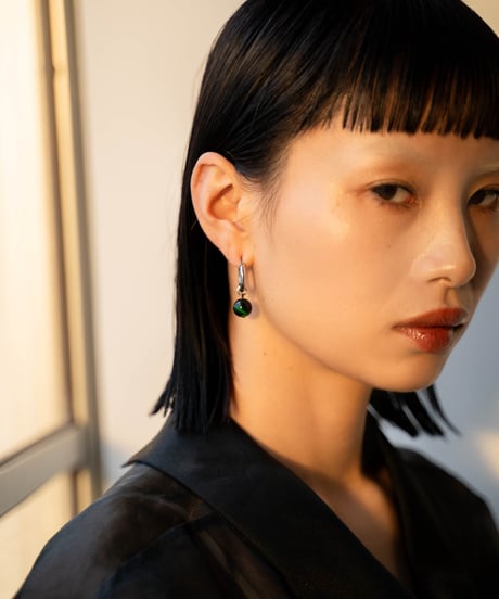 30135 green cat's eye small pierce/earring