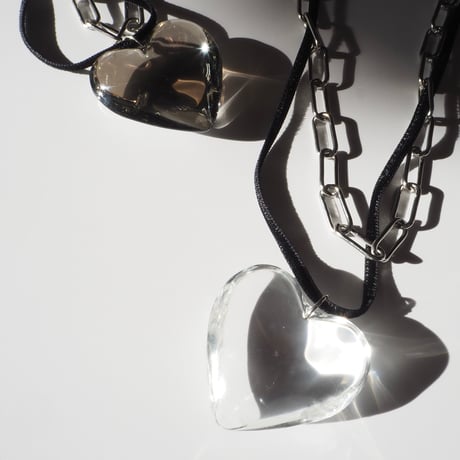 No.61004 velor & chain heart necklace