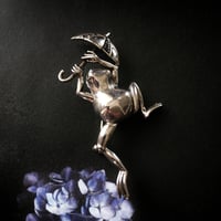 silver 雨傘をさしたカエル/ヴィンテージブローチ/アメリカ
