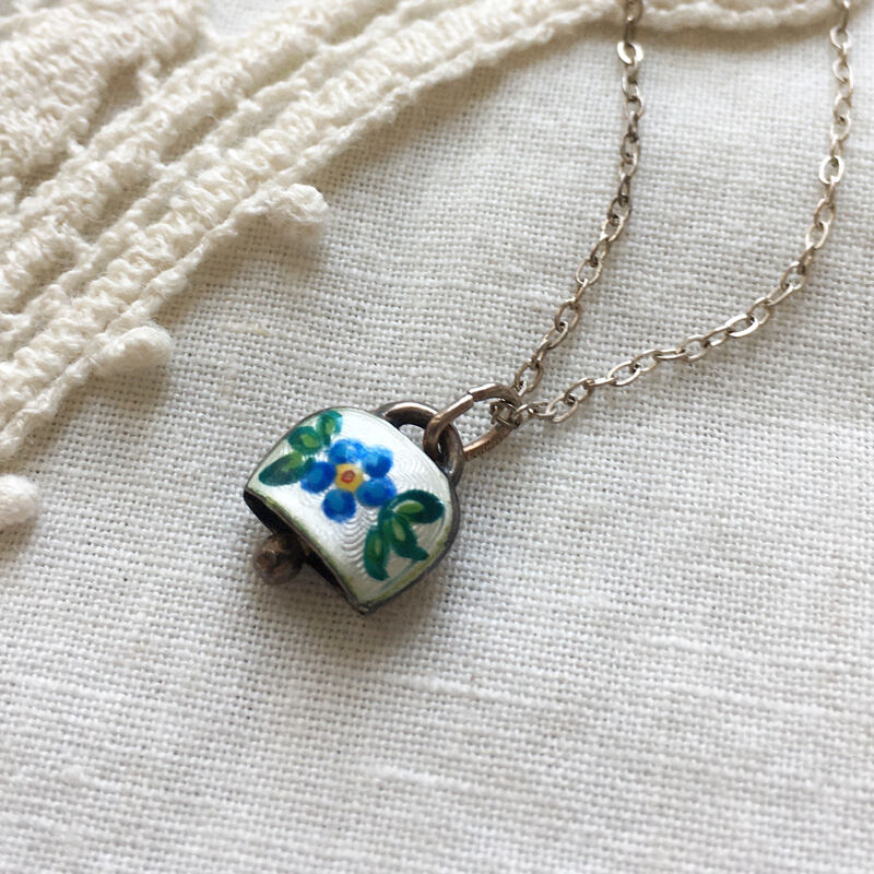 silver ギローシュエナメル/カウベルと忘れな草のヴィンテージ