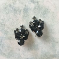 black rhinestone ヴィンテージクリップイヤリング/イギリス
