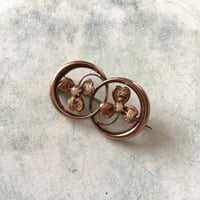 seed pearl  二本のクローバーのアンティークブローチ/フランス