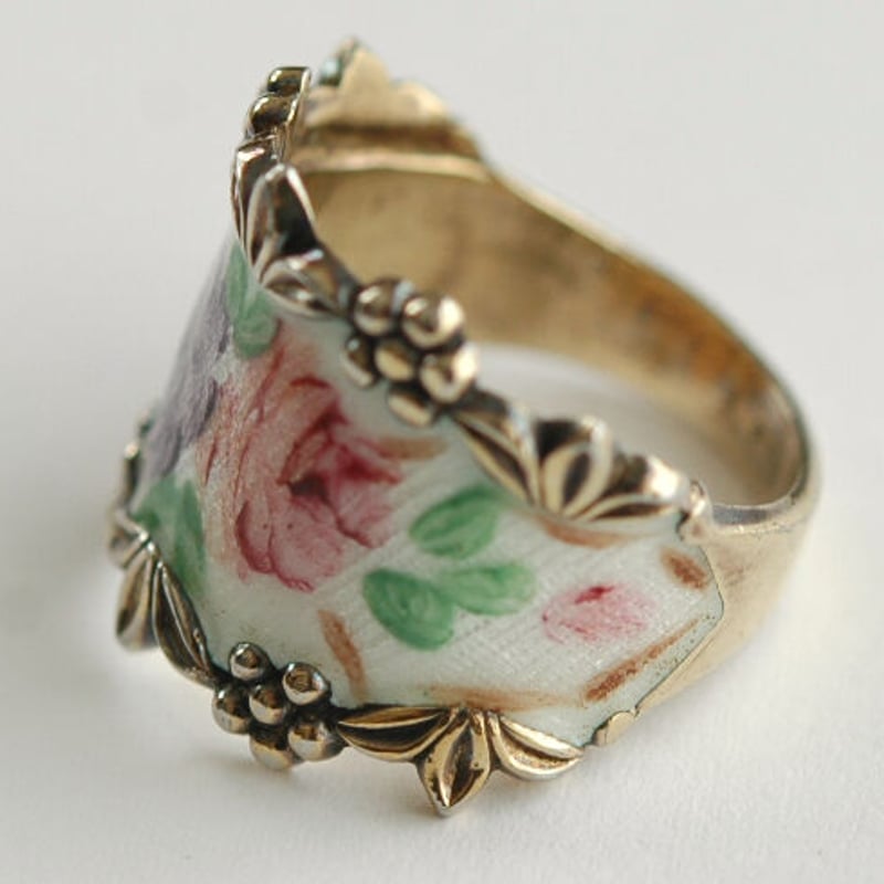 希少　ヴィンテージ　リング　925 アンティーク　アメリカ　ユーロ　プレーン Vintage 70s〜80s USA silver 925 colorful stone inlay ring