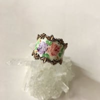 アメリカ製 silver925 ギローシュエナメル/薔薇のヴィンテージリング