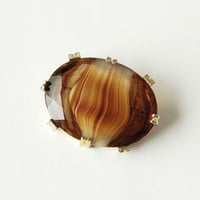marble brown glass オーバル型のヴィンテージブローチ/イギリス