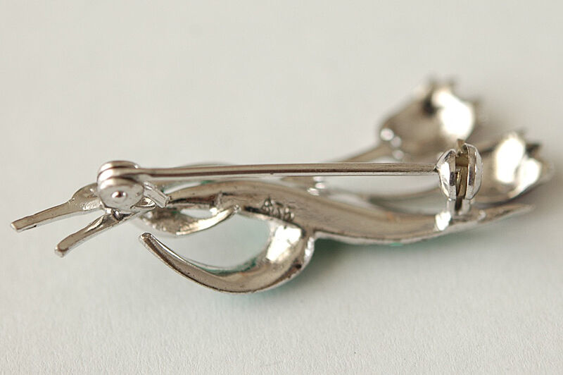 silver × glass enamel 小さなチューリップ/ヴィンテージブローチ 