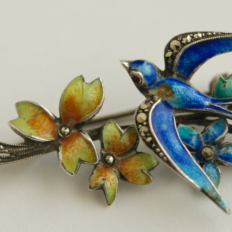 323 エナメル シルバーブローチ 925S 323 エナメル シルバーブローチ