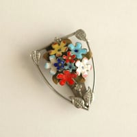 multi color エナメルの小花/ヴィンテージドレスクリップ/イギリス