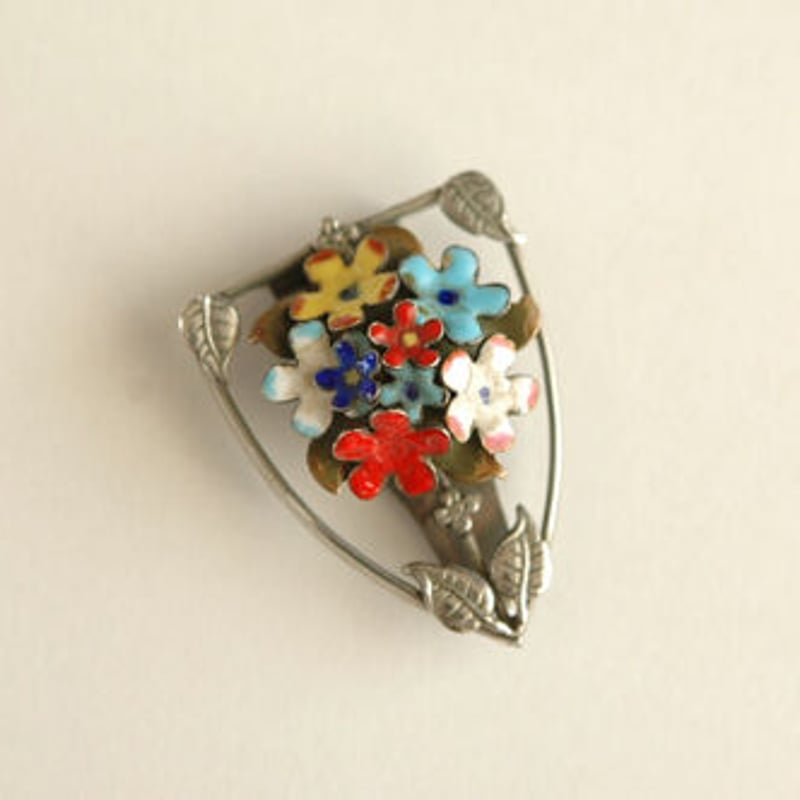 multi color エナメルの小花/ヴィンテージドレスクリップ