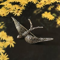 silver × marcasite ツバメのヴィンテージブローチ/イギリス