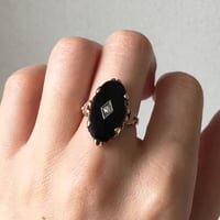 10k gold オニキスとダイヤのヴィンテージリング/イギリス