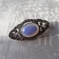 silver925 カルセドニーとマーカサイト/ヴィンテージブローチ/イギリス