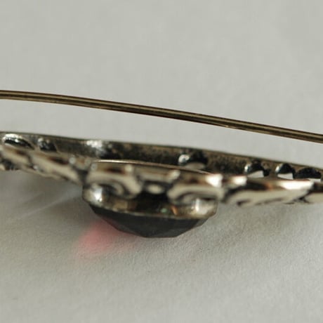 silver835 ローズカットのガーネット/透かし模様のヴィンテージブローチ/ドイツ