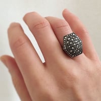 silver × marcasite ヘキサゴンのヴィンテージリング/イギリス
