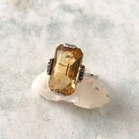 silver シトリン(黄水晶)とマーカサイトのヴィンテージリング/ドイツ