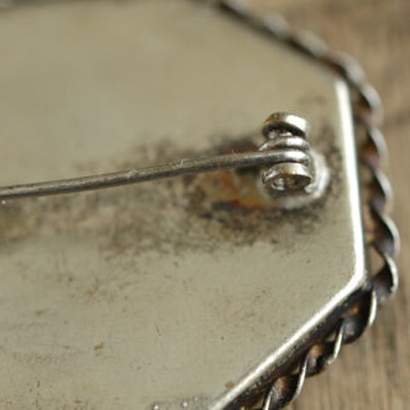 八角形のモザイクガラスのヴィンテージブローチ/イギリス | 『スワロー