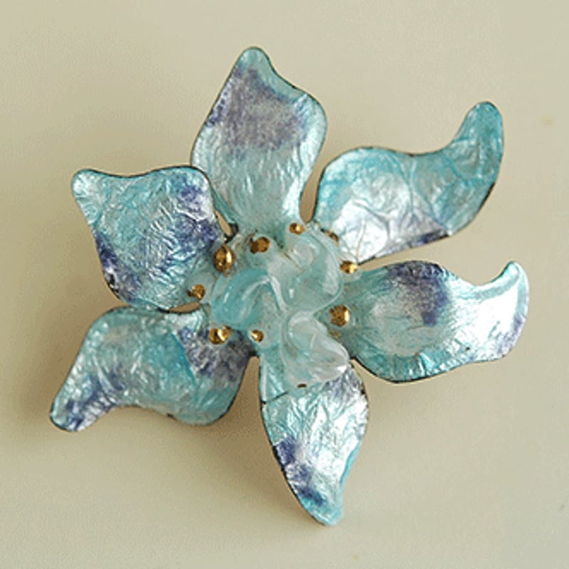 エマイユ 青い花のヴィンテージブローチ/フランス | 『スワロー商會