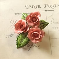 エナメルのピンクの薔薇/ヴィンテージブローチ/アメリカ