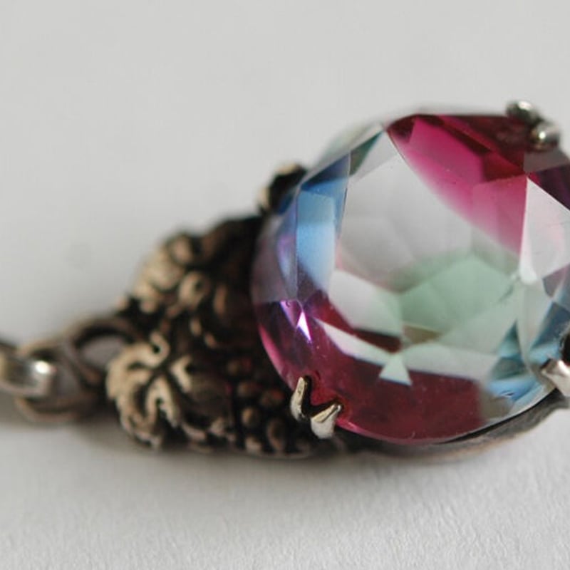 silver アイリスグラスと葡萄のヴィンテージペンダント/ドイツ