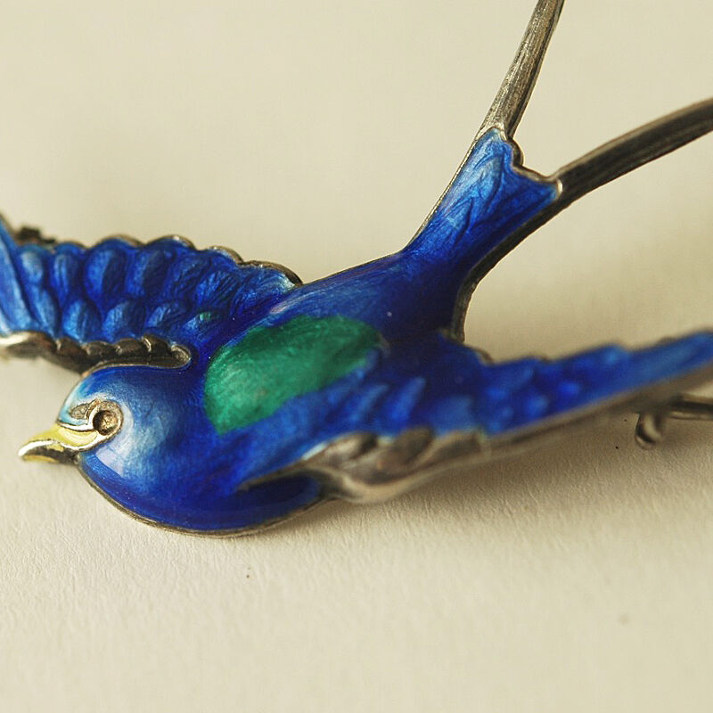 イギリス製 silver925 × glass enamel/青い鳥(ツバメ)の イギリス製 silver925 × glass enamel/青い鳥(ツバメ)の