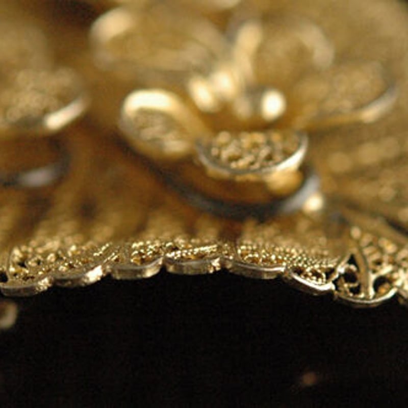 silver filigree 金色のすみれのヴィンテージブローチ/ドイツ