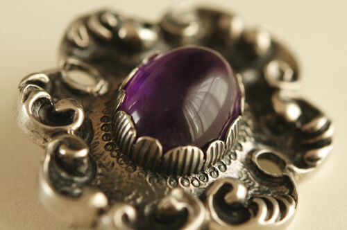 silver835 カボション型のアメジスト/ヴィンテージブローチ/ドイツ  