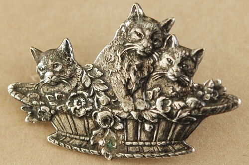アンティーク1885年 ♤ 5匹の猫と5時のお茶 ♤ フェアリング C.1880s 