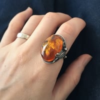 silver925 琥珀のヴィンテージボリュームリング/ドイツ