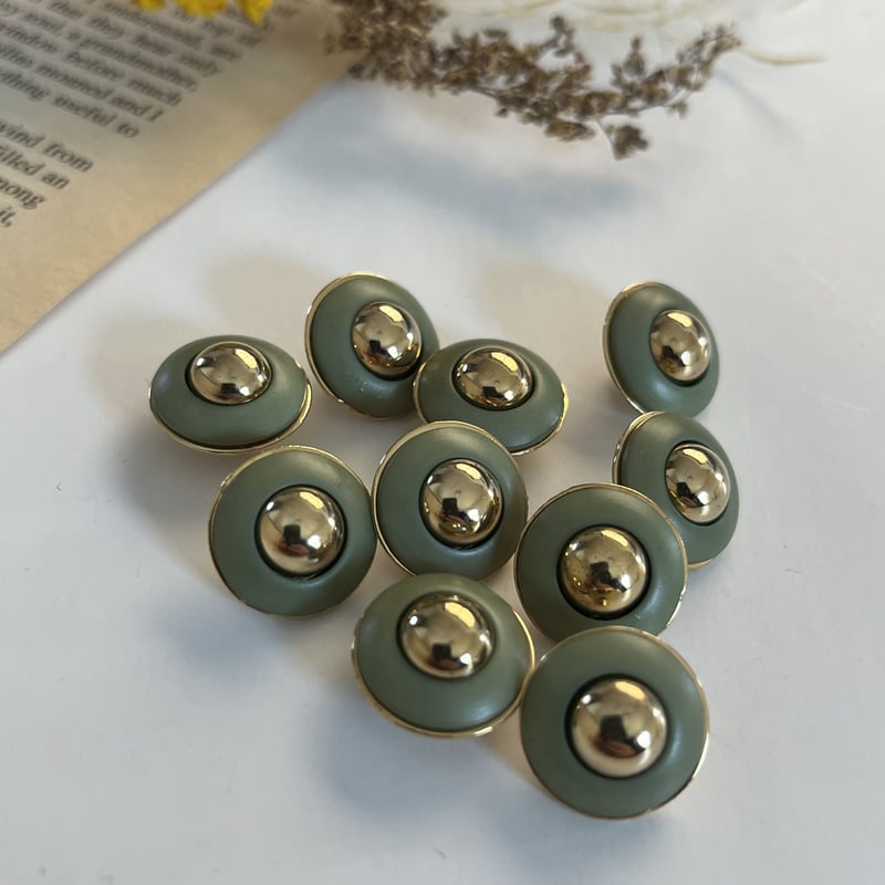 England ヴィンテージボタン12mm (モスグリーン)1個 | anyone