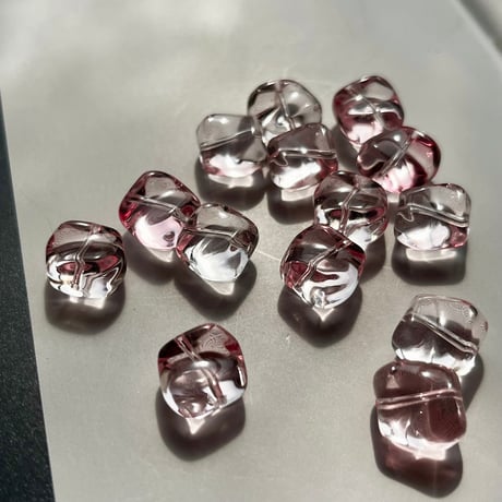 hukisoku ガラスビーズ clear baby pink6個