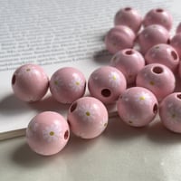 ウッドビーズ ❁⃘lovely series❁⃘マーガレット モモイロ 6個