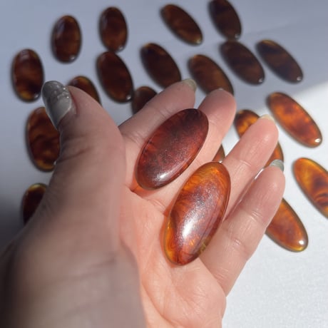 アクリルパーツ クリアマーブル (Amber tea)5個